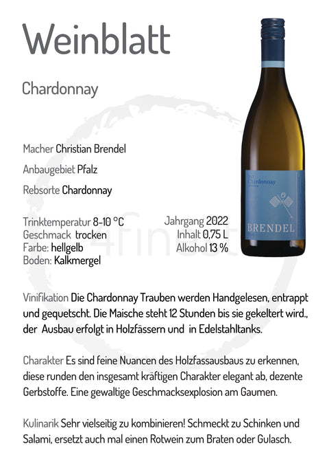 Brendel Weine | Chardonnay | Pfalz | 6er Karton