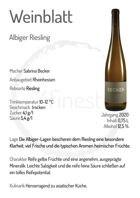 Becker Weine | Albiger Riesling | Rheinhessen | 6er Karton