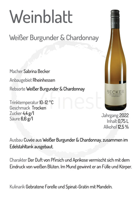 Becker Weine | Weisser Burgunder & Chardonnay | Rheinhessen | 6er Karton
