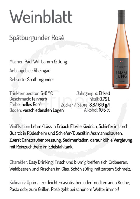 Lamm Jung Weine | Spätburgunder Rosé | Rheingau | 6er Karton