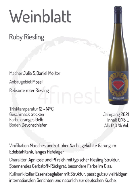 Stairs n´Roses Weine | Ruby Riesling | Mosel | 6er Karton