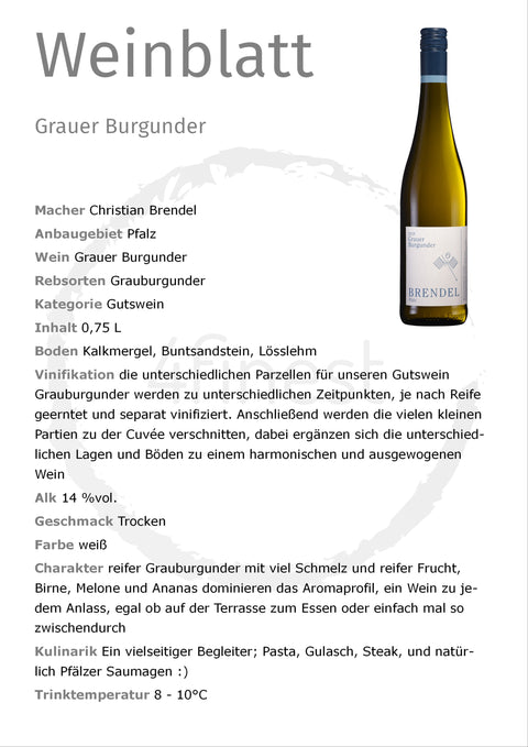 Brendel Weine | Grauer Burgunder | Pfalz | 6er Karton