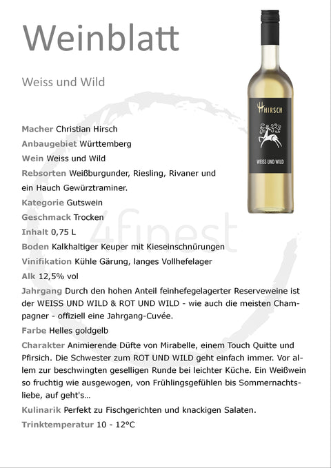 Hirsch Weine | Weiss und Wild | Württemberg | 6er Karton