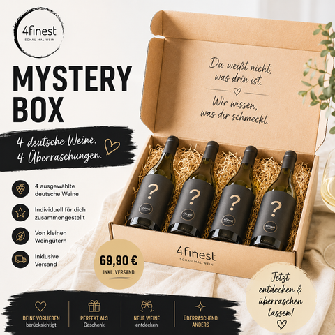 4finest Mystery Box. 4 deutsche Weine. 4 Überraschungen.