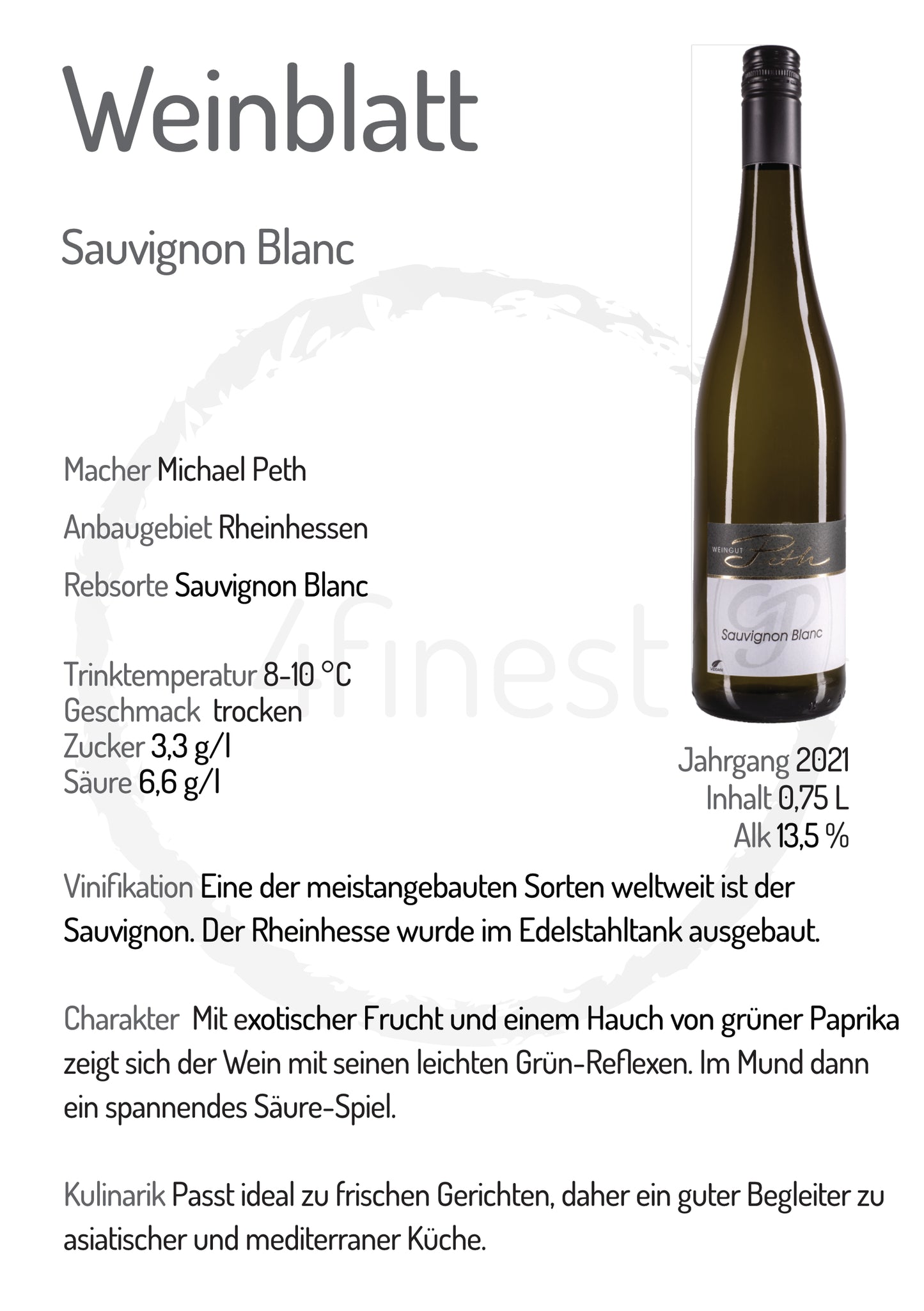 Peth Weine  | Sauvignon Blanc | 6er Karton