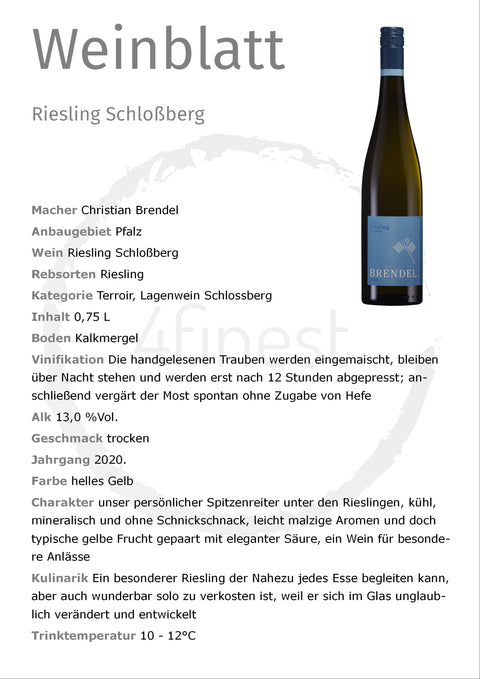 Brendel | Riesling Schlossberg | Pfalz | 6er Karton
